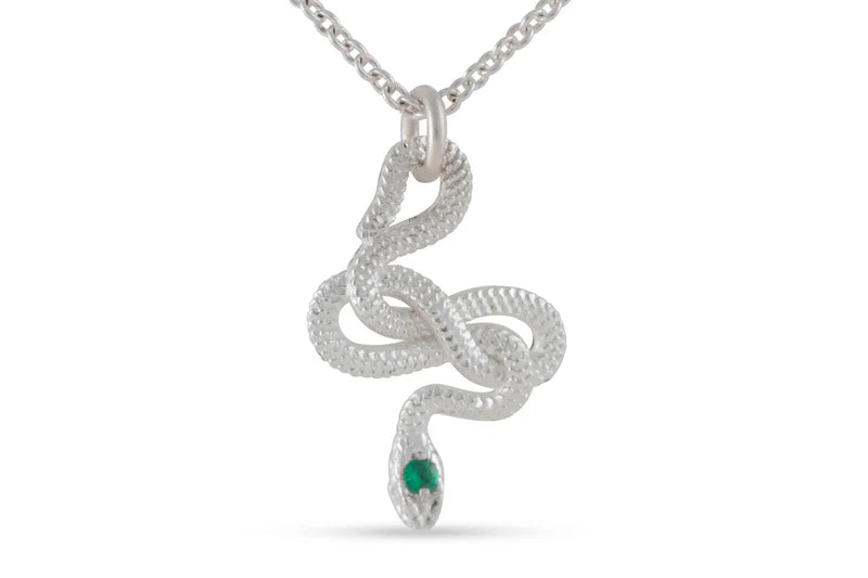 Snake Guardian Necklace- Silver