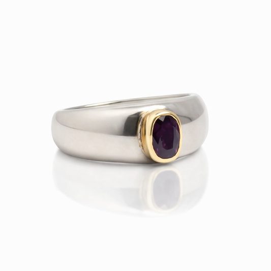 Ruby Ring - Sterling Silver & 14k Gold