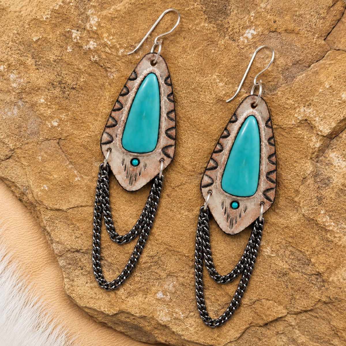 Campitos Turquoise Drop Chain Earrings