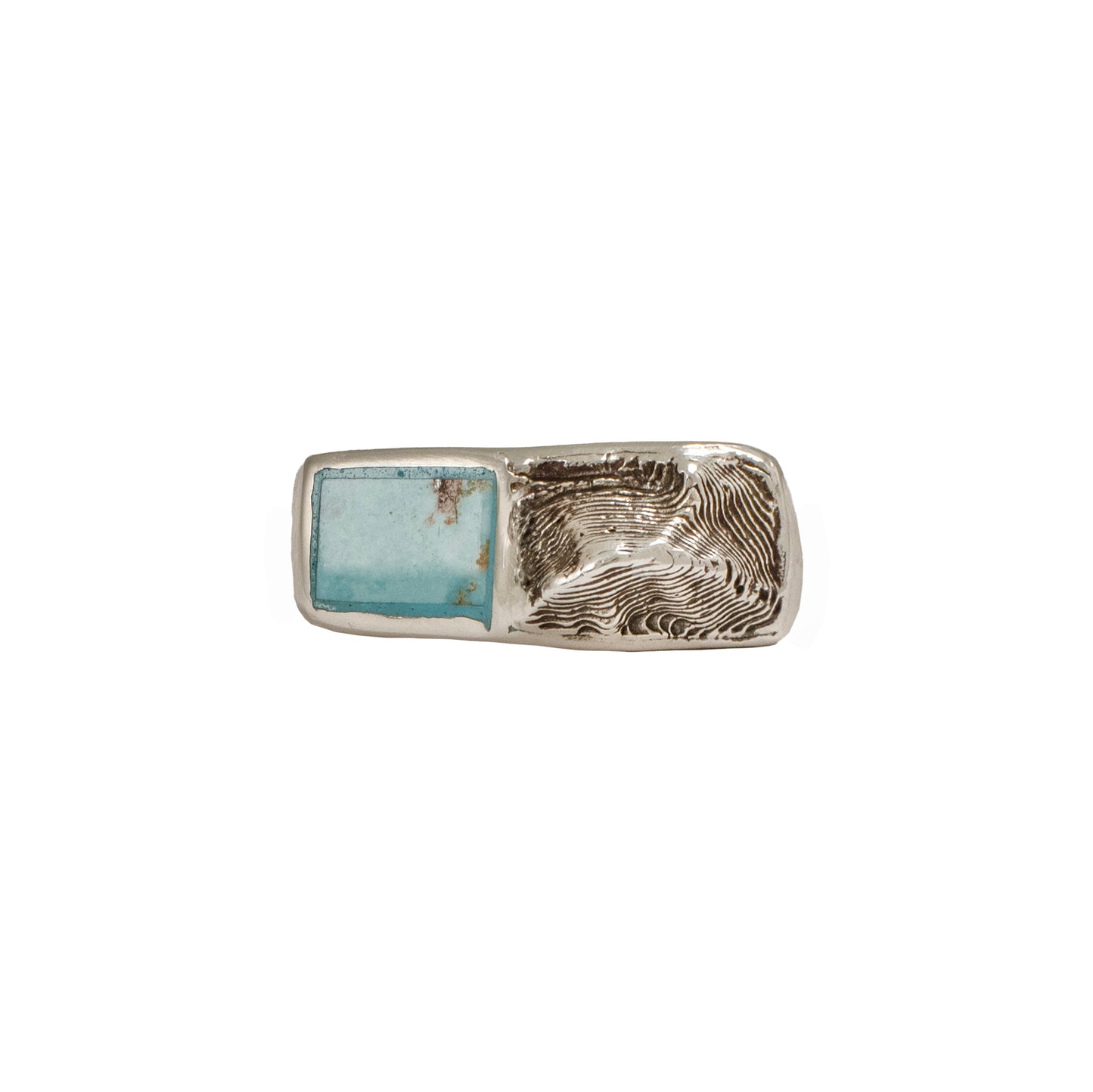 Sandia Sideways – Sterling Silver Inlay Signet Ring with Turquoise