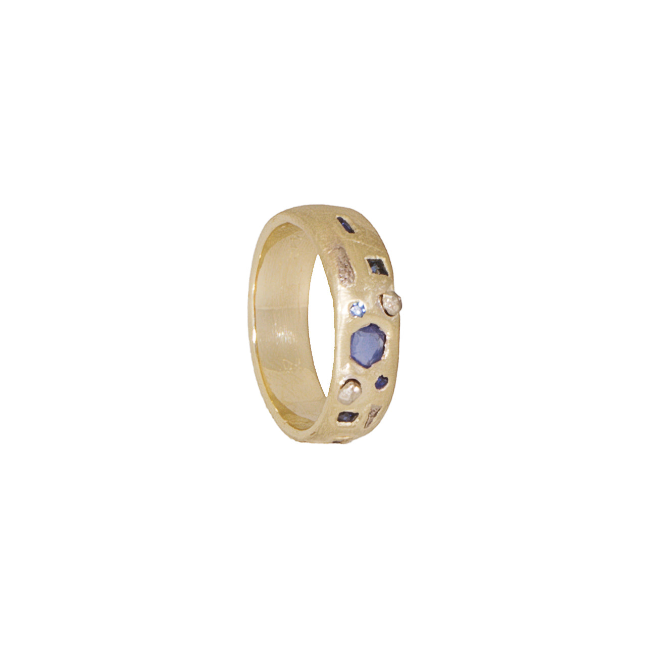 Sapphire Agapi Band - 14k Yellow Gold with Assorted Sapphire Cuts