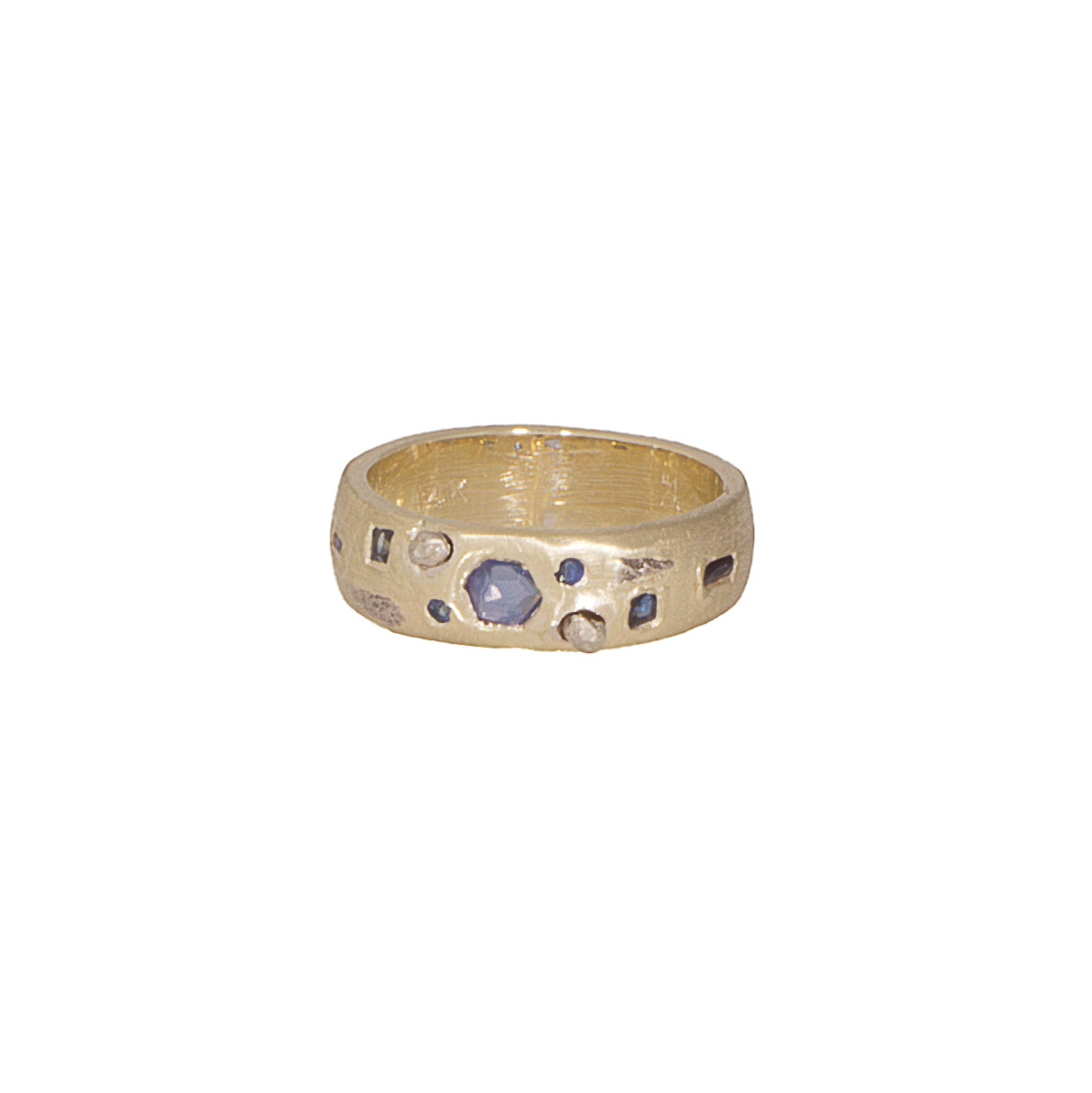 Sapphire Agapi Band - 14k Yellow Gold with Assorted Sapphire Cuts
