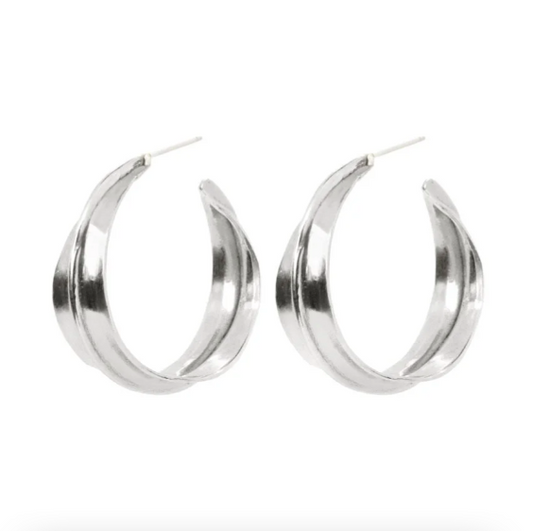 Silver Medium Sahara Ridge Hoop Earrings