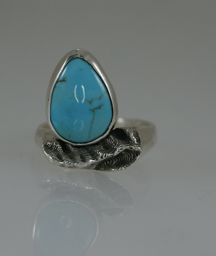 Santa Fe Ski Mountain Hug Ring - Sterling Silver & Turquoise