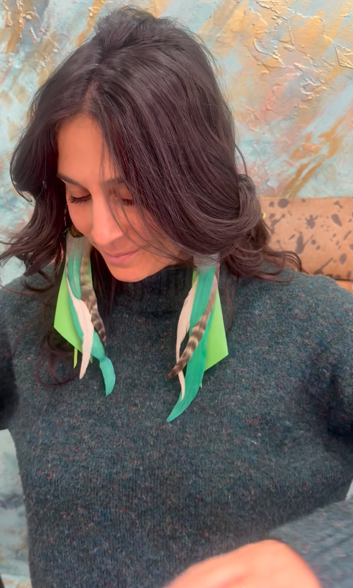 Medium Feather Earrings - Fern Green