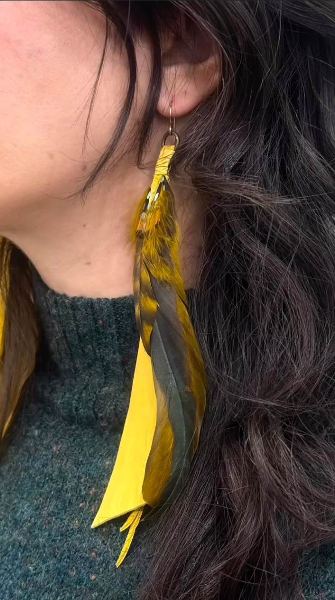 Medium Feather Earrings – Ochre