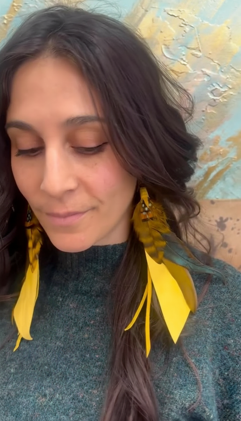Medium Feather Earrings – Ochre