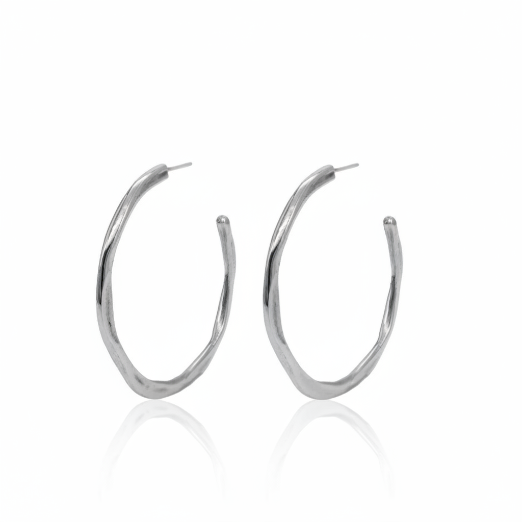 Silver Large Maji Hoop Earrings