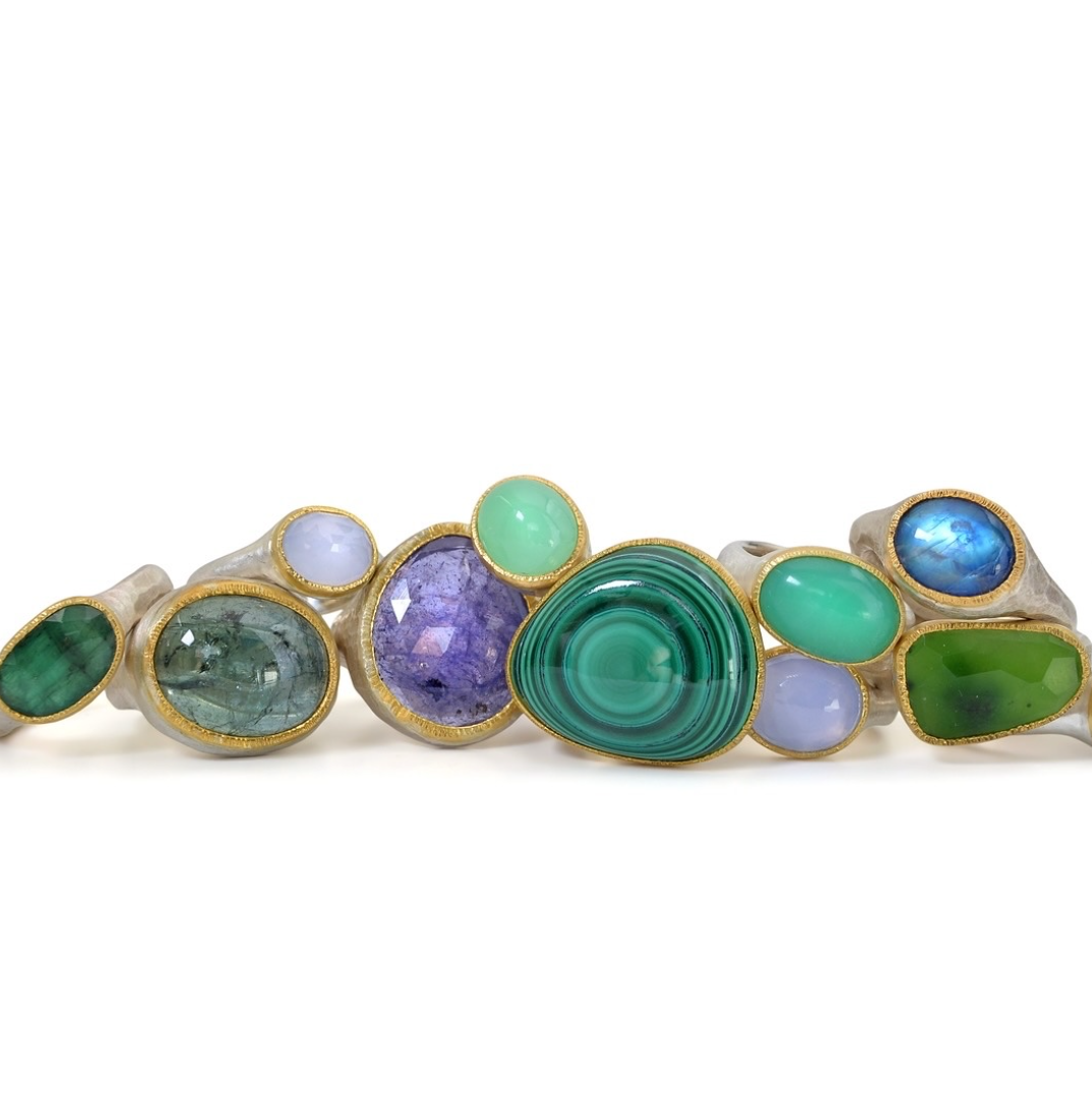 Malachite Shine Ring – Recycled Sterling Silver & 22k Gold