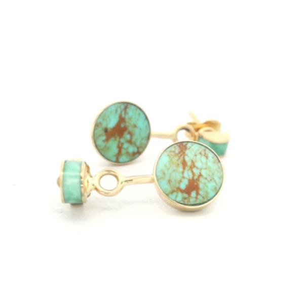The Small Circ Earring Jackets & Luna Studs - 14k Gold, Turquoise & Variscite