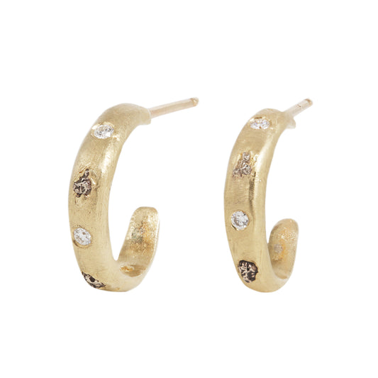 Sedimentary Sparkle Hoops - 14k Gold