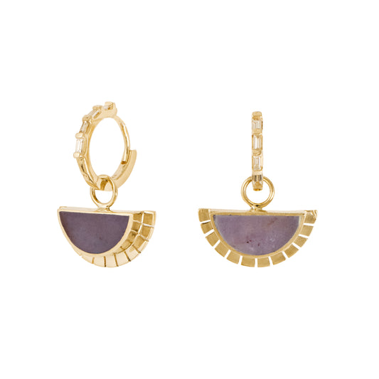 Selene Earrings – 14k Gold Burrow Creek Jasper & Diamond Hoops