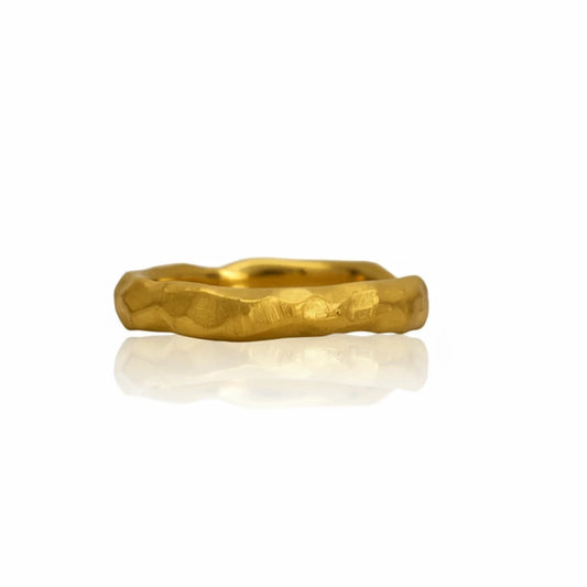 Narrow Carved Bronze Band Ring