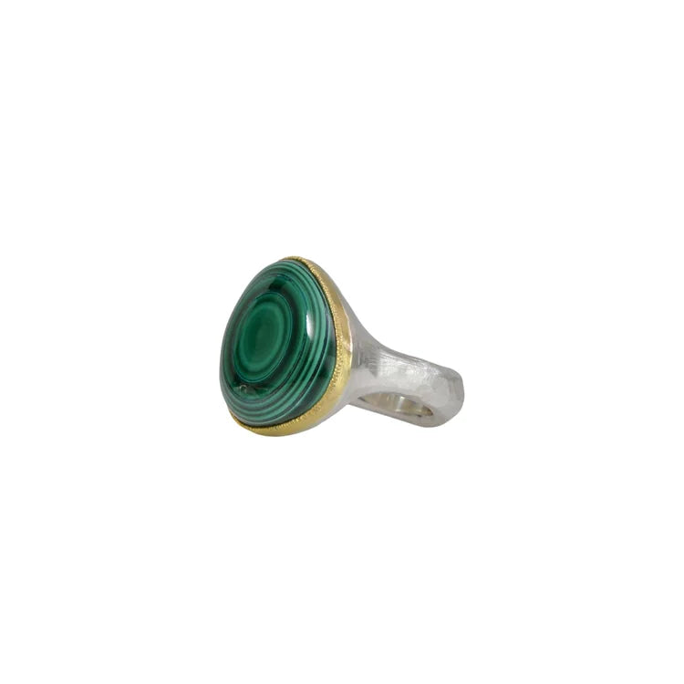 Malachite Shine Ring – Recycled Sterling Silver & 22k Gold
