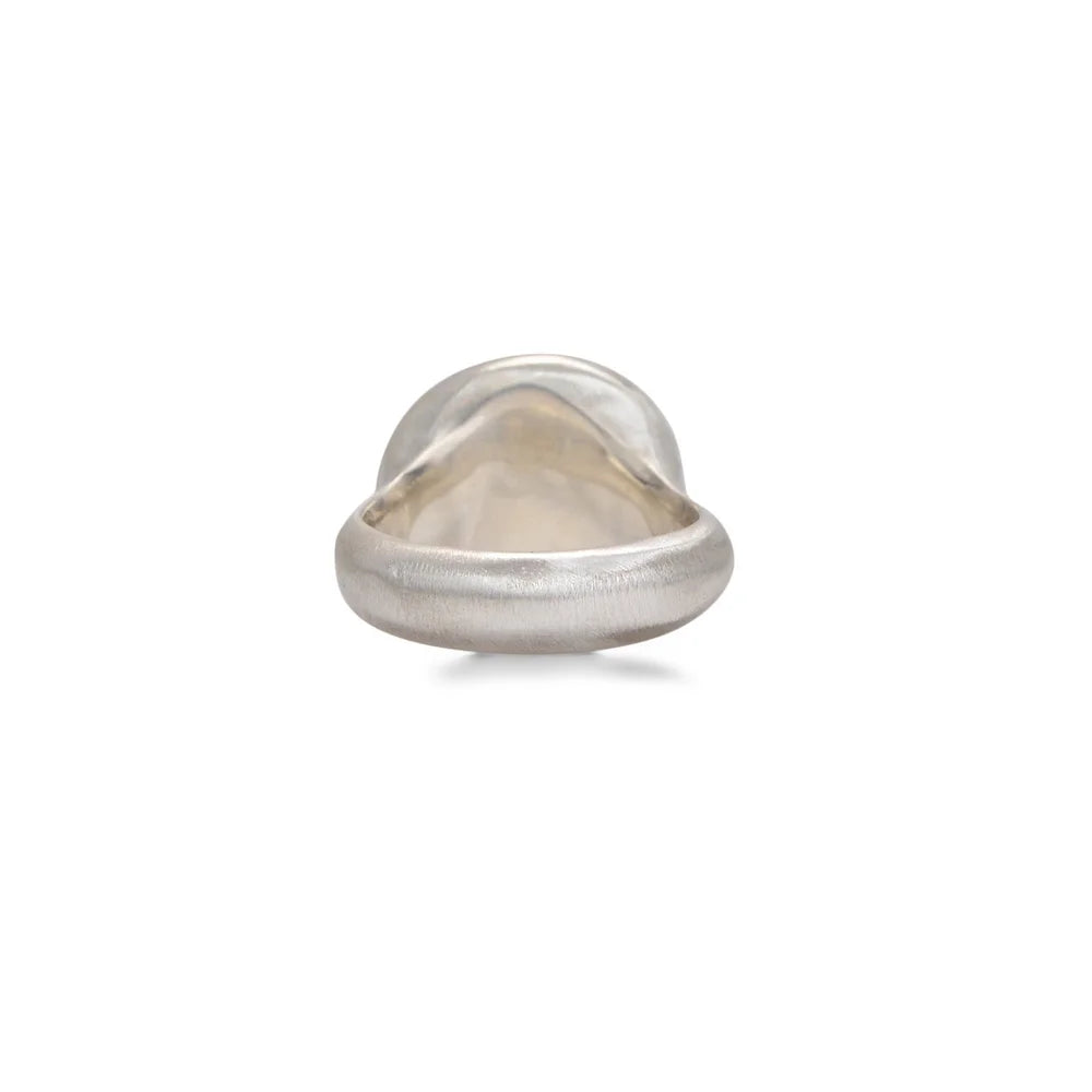 Large Round Ever Ring - Sterling Silver Tourmalinated Quartz