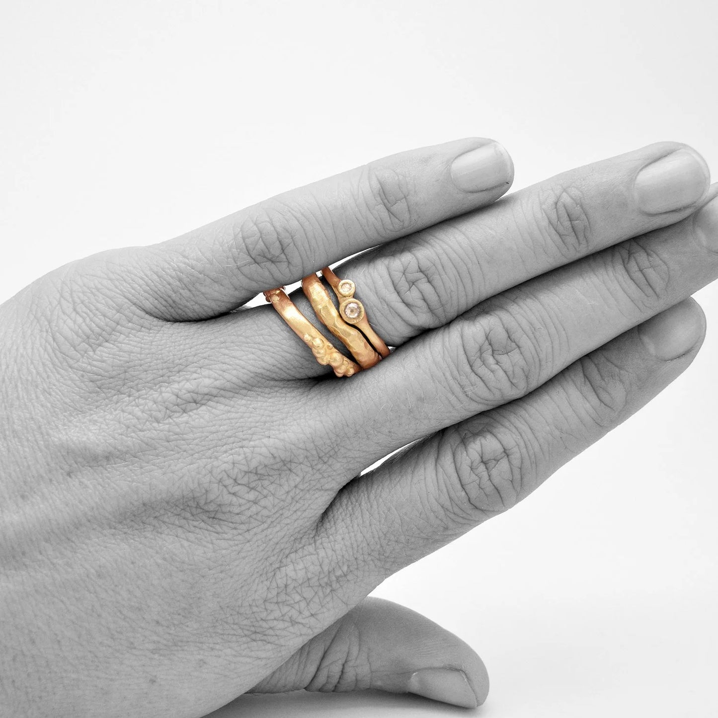 Narrow Carved Bronze Band Ring