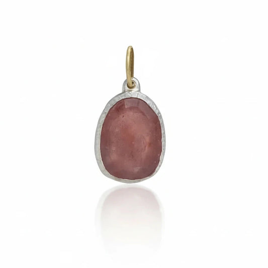 Pink Sapphire Shimmer Pendant – Sterling Silver & 18k Gold