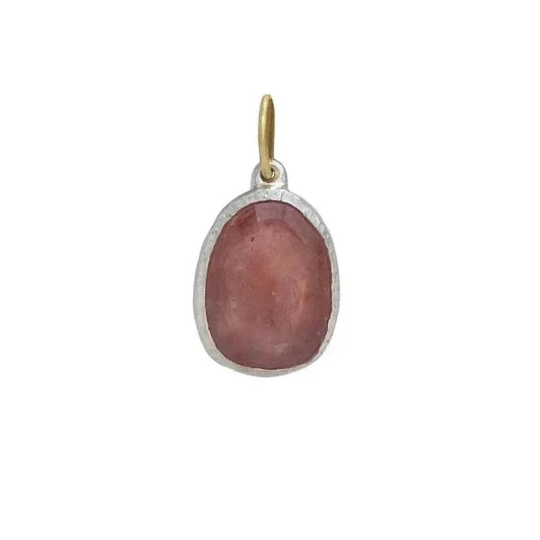 Pink Sapphire Shimmer Pendant – Sterling Silver & 18k Gold