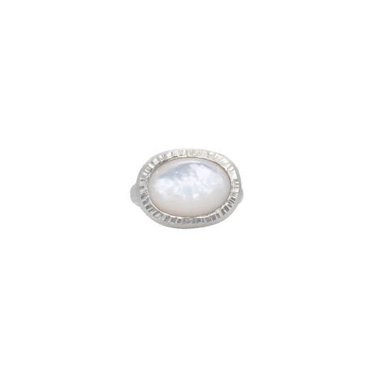 Wide Mother of Pearl Ever Ring in Sterling Silver