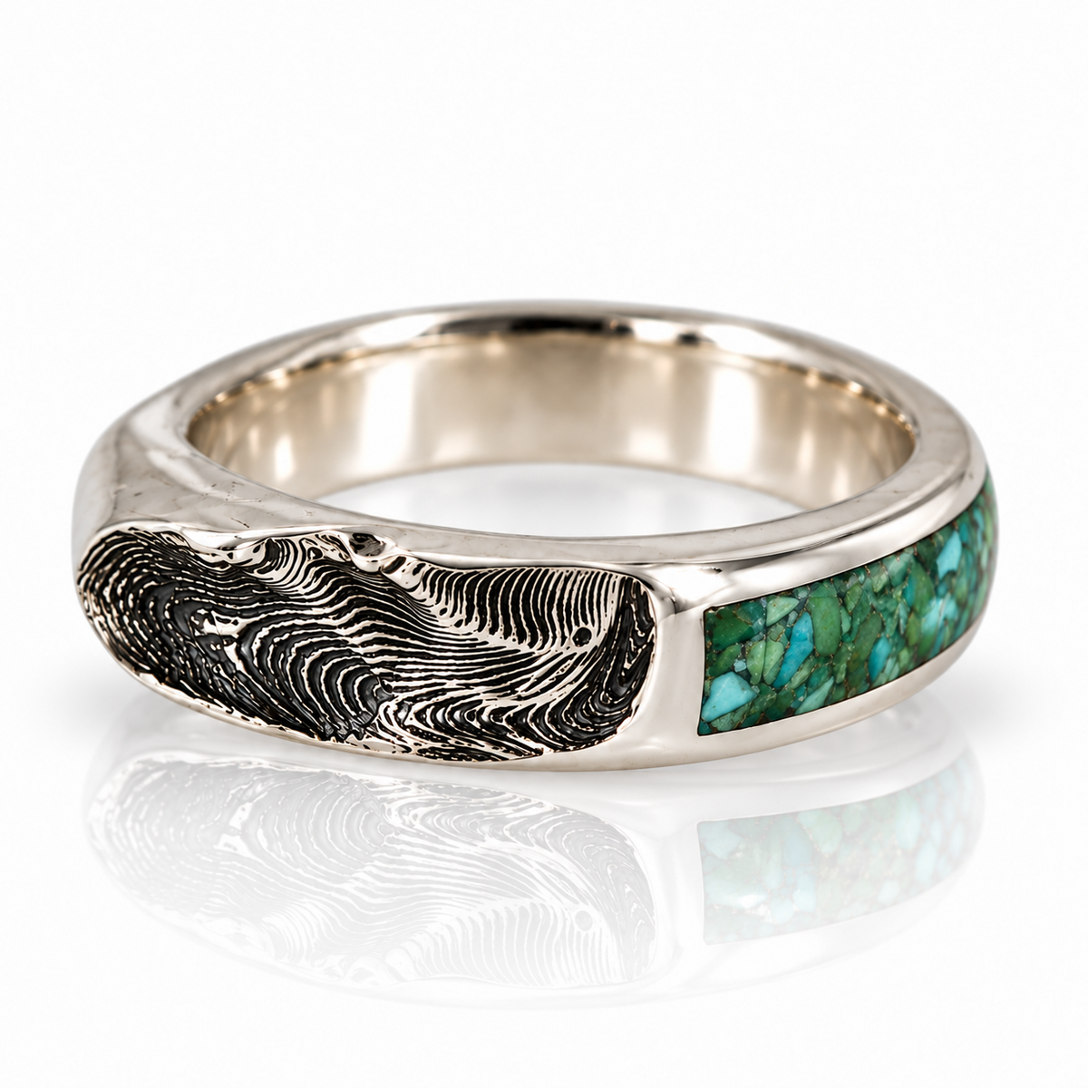 Taos Ski Valley Inlay Band - Sterling Silver & Turquoise
