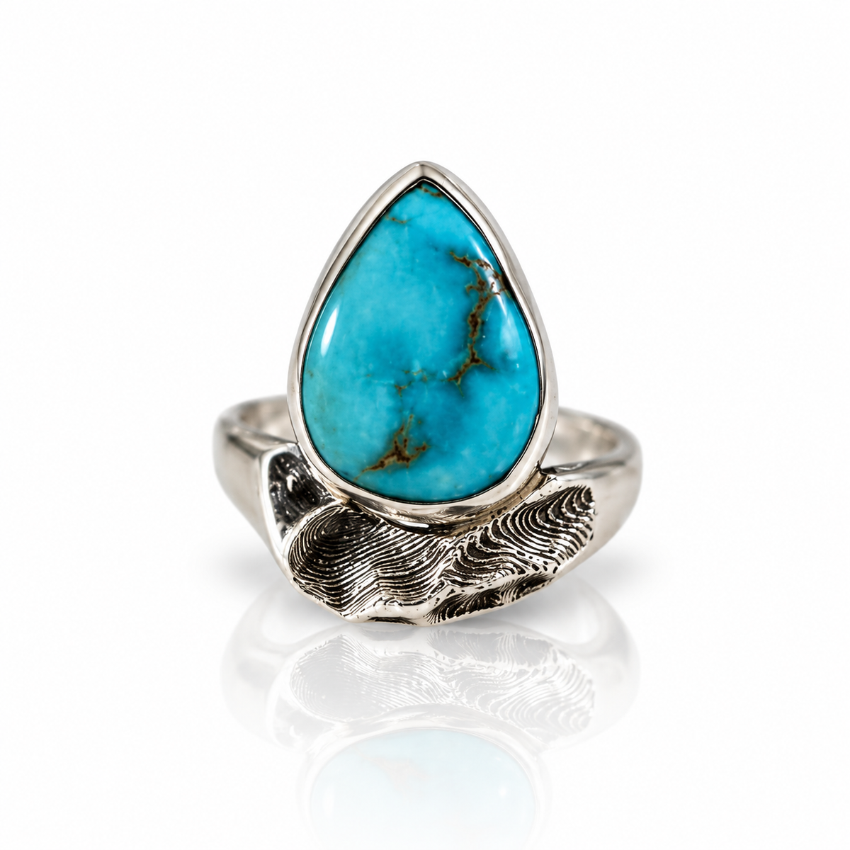 Santa Fe Ski Mountain Hug Ring - Sterling Silver & Turquoise