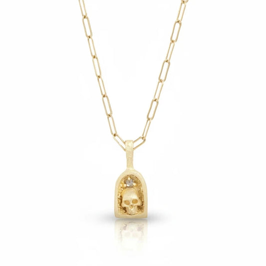 Skull Shrine Necklace - 14k Gold & Diamond