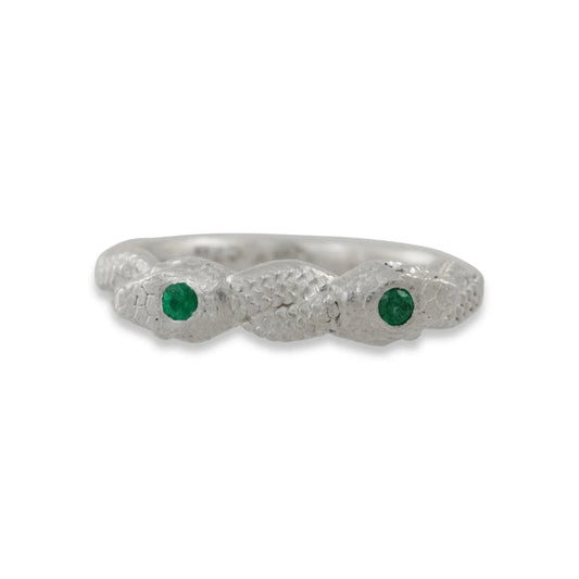 Symbiosis Ring with Emeralds - Sterling Silver