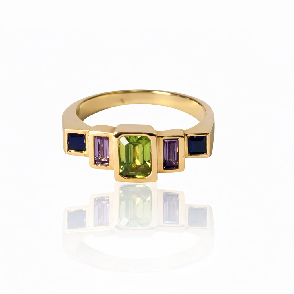 Steppe Ring No. 52 - Sapphire & Spinel - 14k Gold