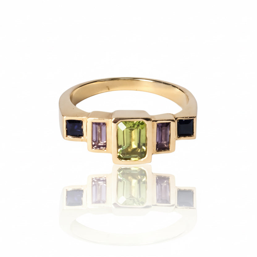 Steppe Ring No. 52 - Sapphire & Spinel - 14k Gold