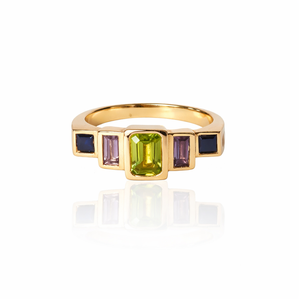 Steppe Ring No. 52 - Sapphire & Spinel - 14k Gold