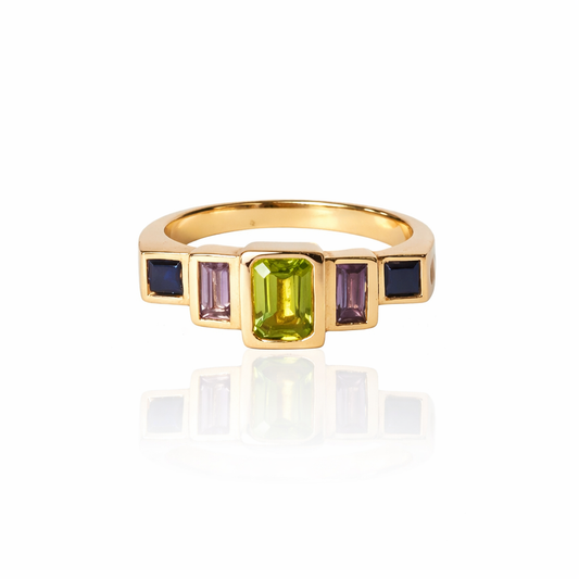Steppe Ring No. 52 - Sapphire & Spinel - 14k Gold