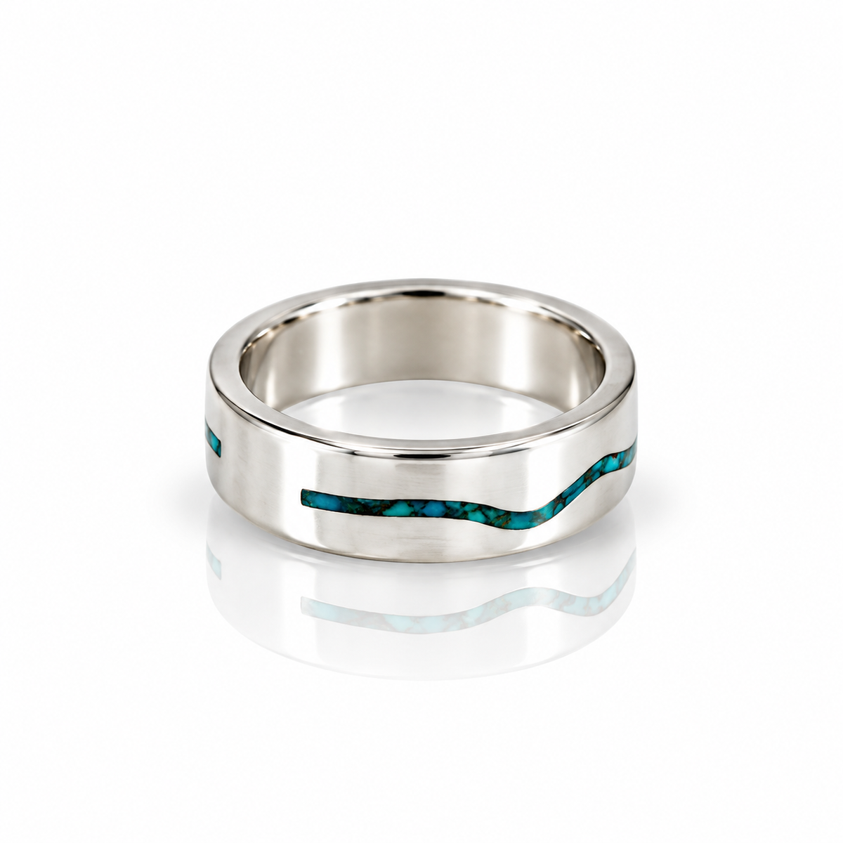 Rio Grande Inlay Band - Wide Sterling Silver & Turquoise