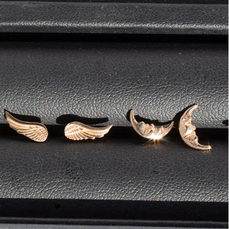 Moon Whisperer Stud Earrings - 14k Gold