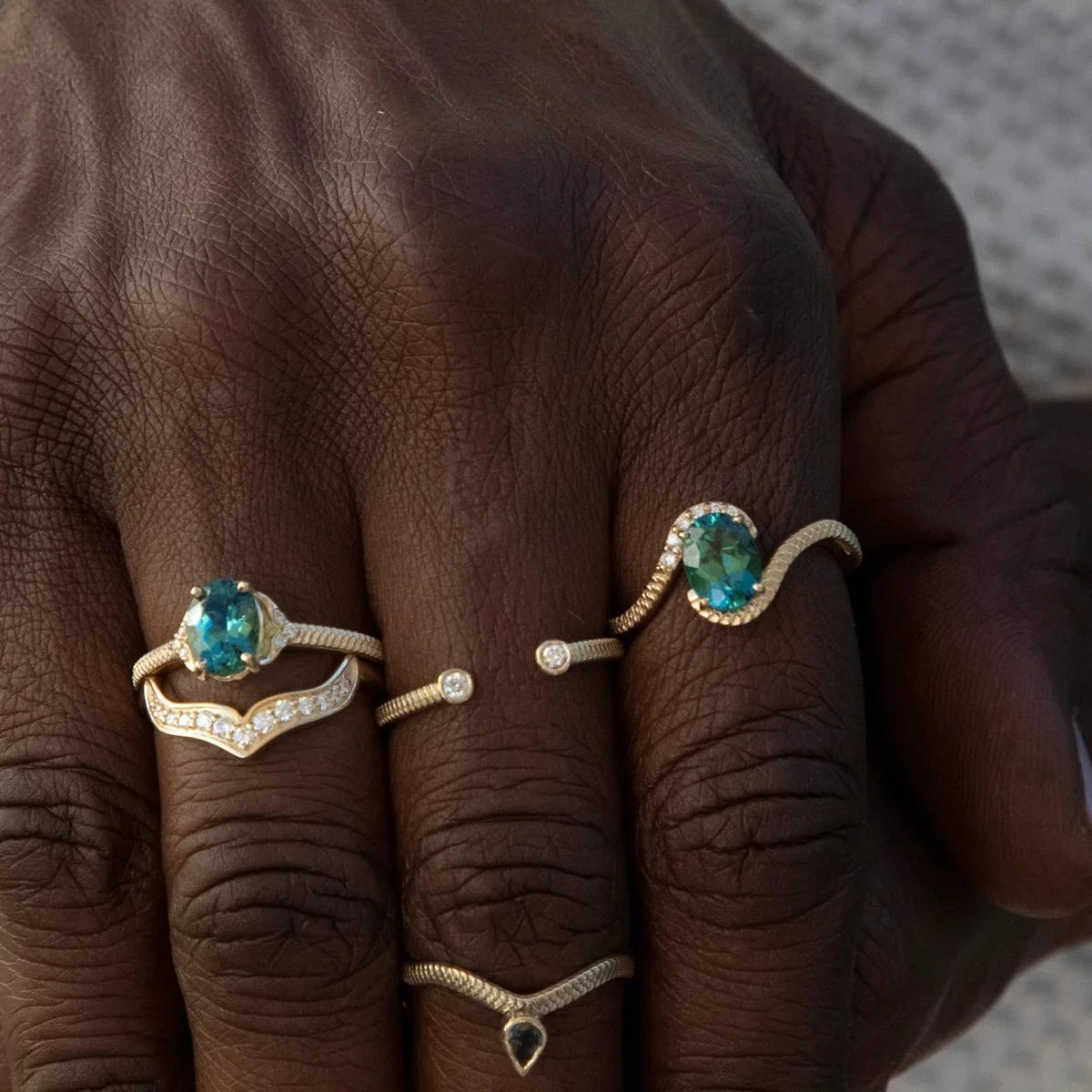 Atlantis Ring - 14k Yellow Gold with Tourmaline & Diamonds