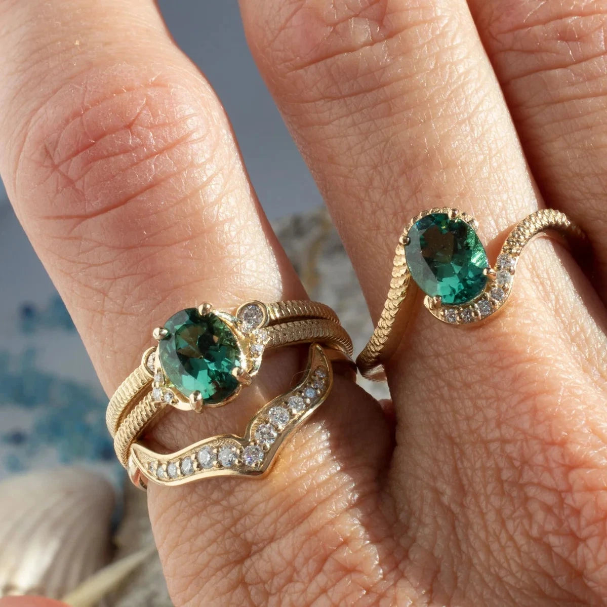 Atlantis Ring - 14k Yellow Gold with Tourmaline & Diamonds