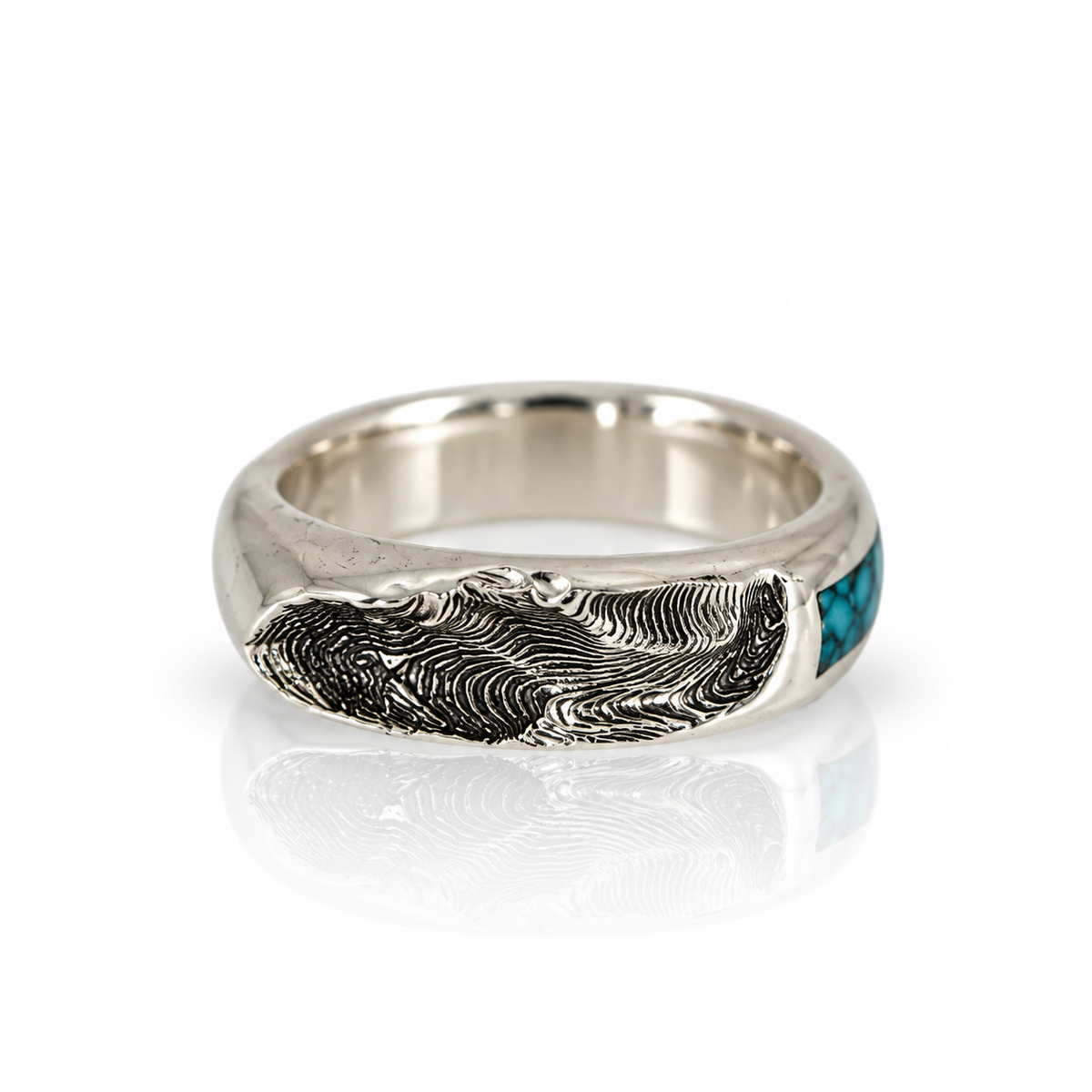 Taos Ski Valley Inlay Band - Sterling Silver & Turquoise