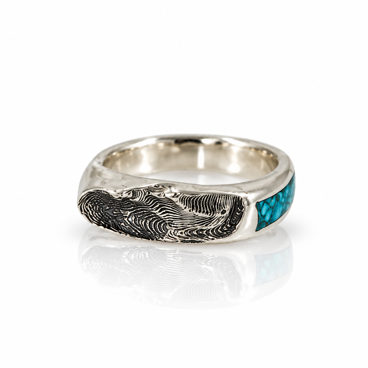 Taos Ski Valley Inlay Band - Sterling Silver & Turquoise