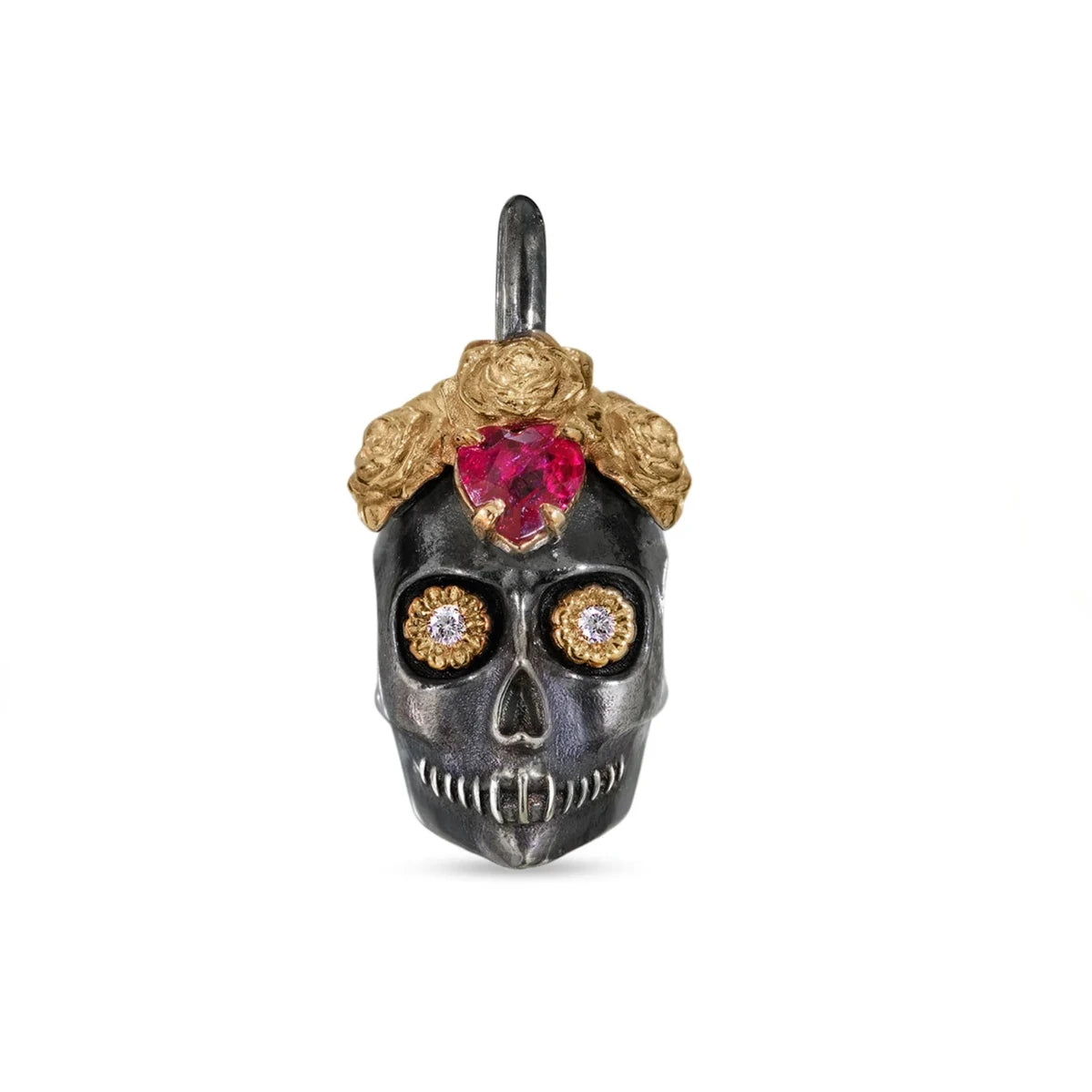 La Flora Ruby & Diamond Skull Pendant