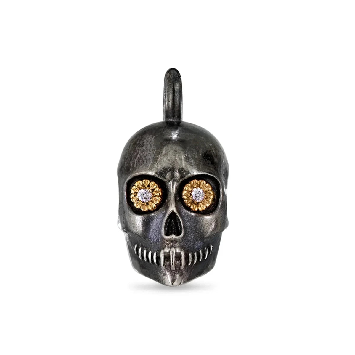 Underworld Diamond Skull Necklace - Sterling Silver & 14k Gold