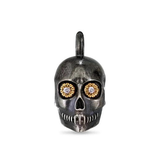 Underworld Diamond Skull Necklace - Sterling Silver & 14k Gold