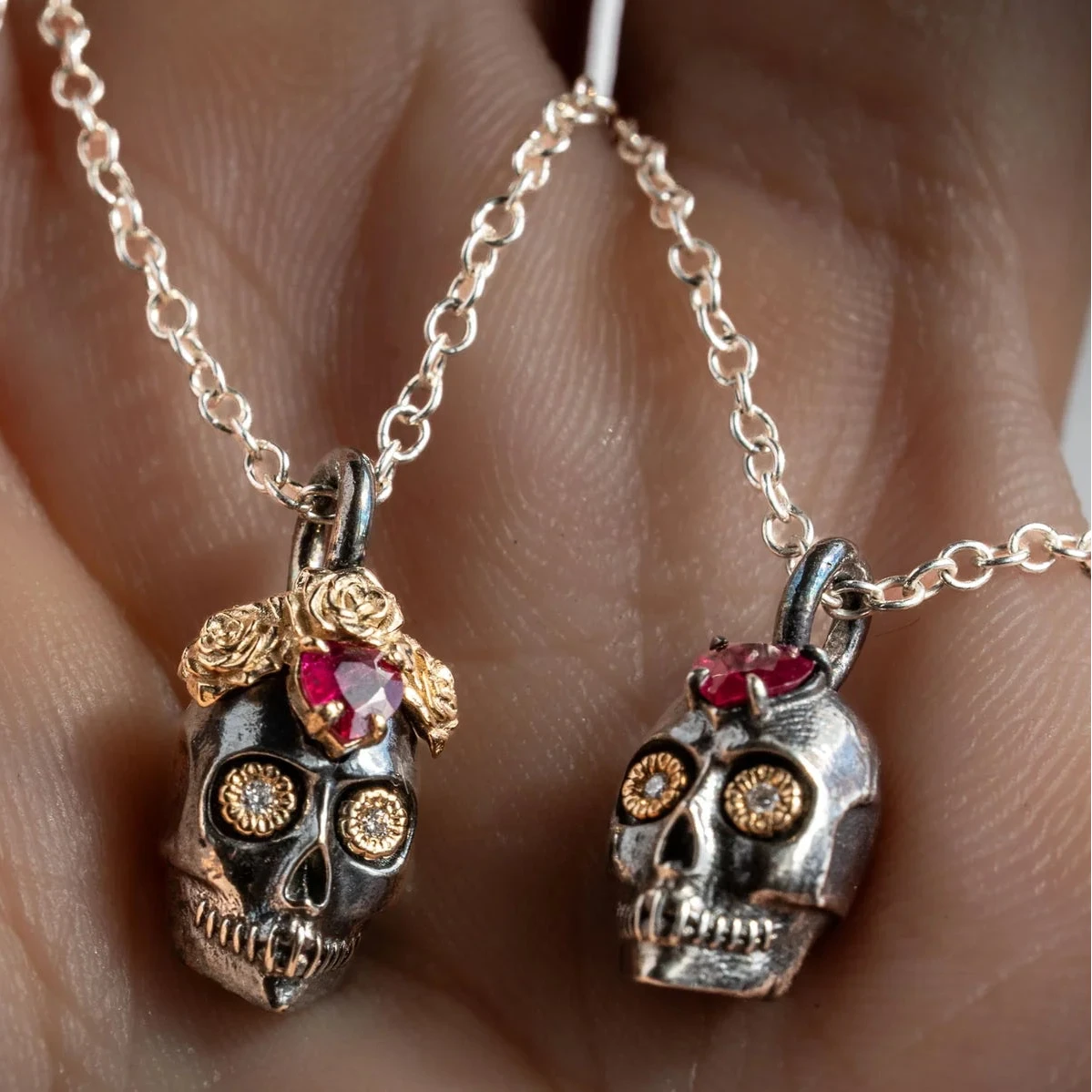 Eternal Vow Skull Pendant, Mixed Metals