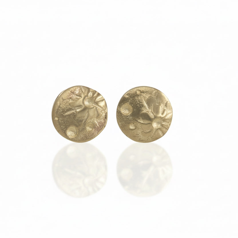 Tiny Moon Studs - 14k Yellow Gold