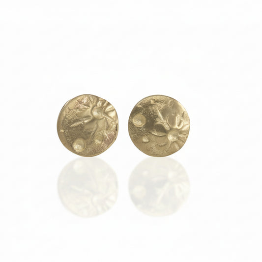 Tiny Moon Studs - 14k Yellow Gold