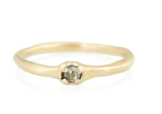 Tiny White Diamond Prong Ring