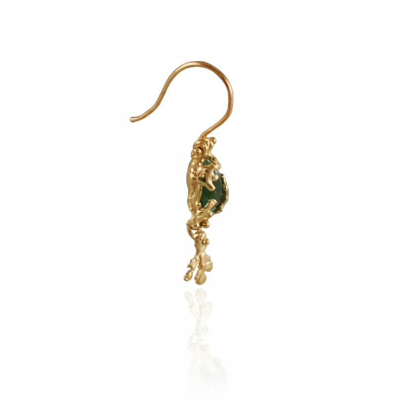 Coral Tourmaline Dangle Earrings – 14k Gold