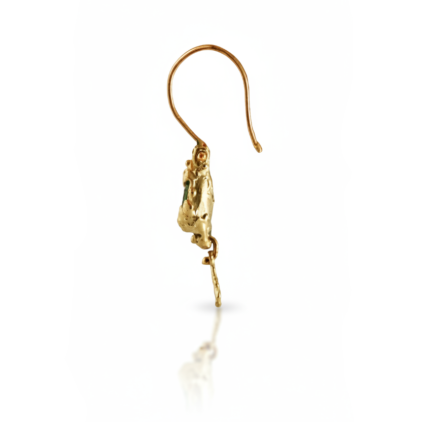 Coral Tourmaline Dangle Earrings – 14k Gold