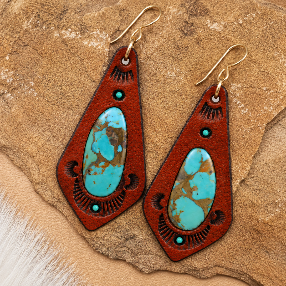 Mosaic Kingman Turquoise Drop Earrings