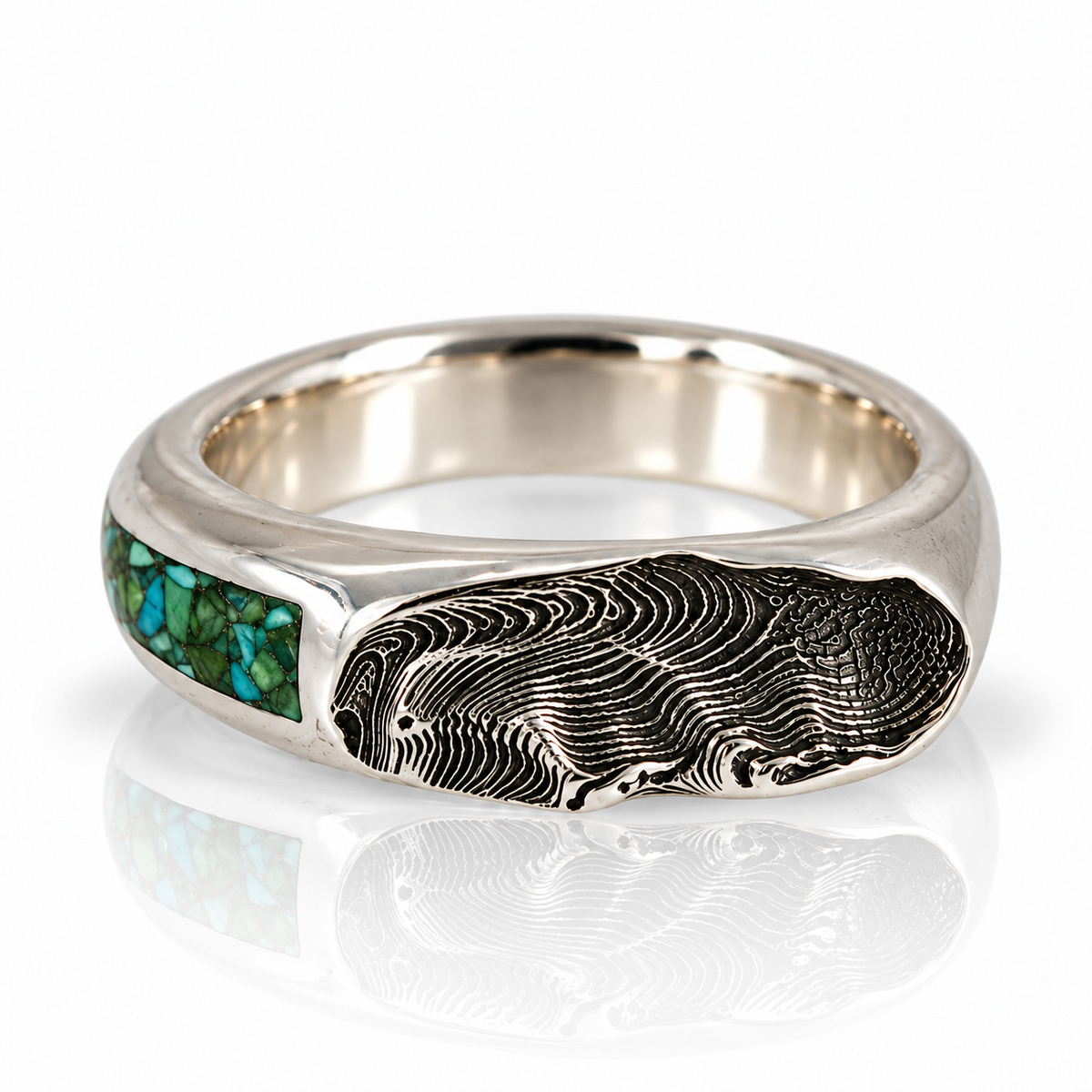 Taos Ski Valley Inlay Band - Sterling Silver & Turquoise