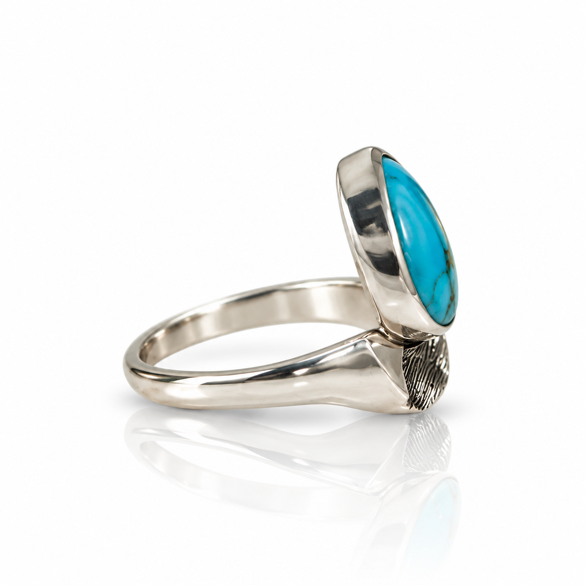 Santa Fe Ski Mountain Hug Ring - Sterling Silver & Turquoise