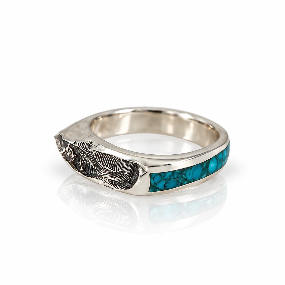 Taos Ski Valley Inlay Band - Sterling Silver & Turquoise